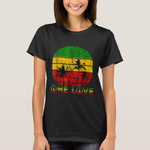 Rasta Reggae One Love Retro Vintage Sonnenuntergan T-Shirt