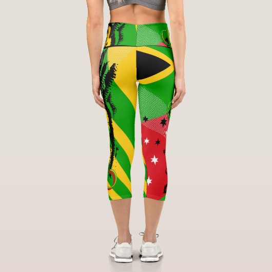 Rasta Reggae Party Hochwaisted Capris (Rückseite)