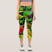 Rasta Reggae Party Hochwaisted Capris (Vorderseite)