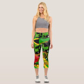 Rasta Reggae Party Hochwaisted Capris (Vorderseite)