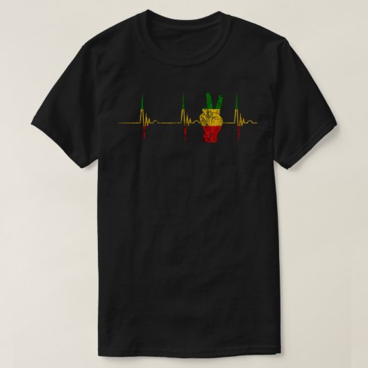 Rasta Reggae Peace Rastafari Roots Heartbeat EKG P T-Shirt (Design vorne)
