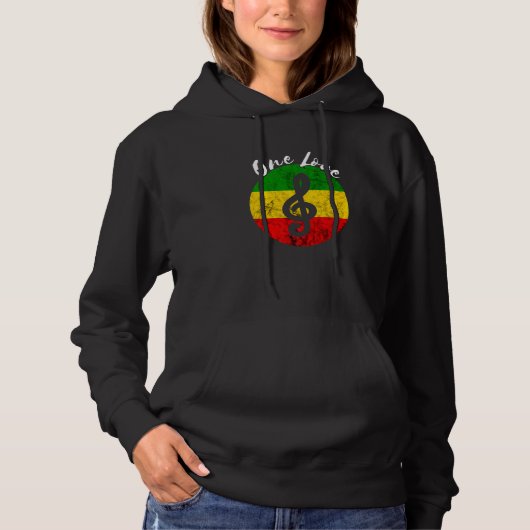 Rasta Reggae Rastafari Roots Musik Note Eine Liebe Hoodie (Vorderseite)
