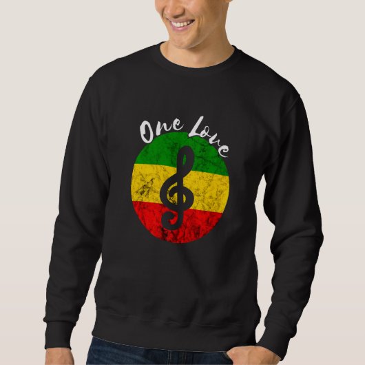 Rasta Reggae Rastafari Roots Musiknote Eine Liebe Sweatshirt (Vorderseite)