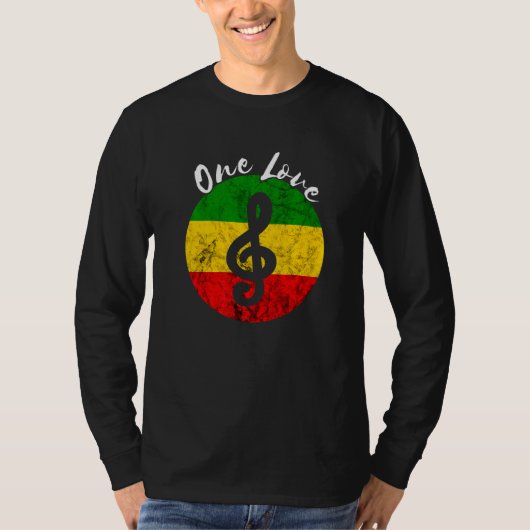 Rasta Reggae Rastafari Roots Musiknote Eine Liebe T-Shirt (Vorderseite)