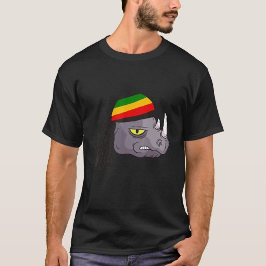 Rasta Reggae Rhino Rastafarian Roots Eine Liebe Ja T-Shirt (Vorderseite)