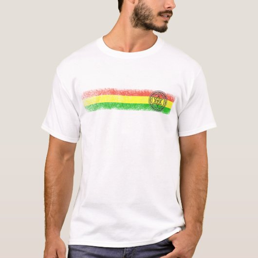 Rasta Reggae-Stern und Kreuz T-Shirt (Vorderseite)