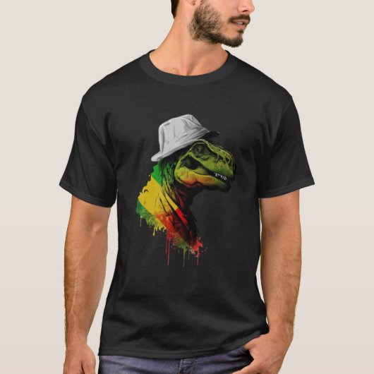 Rasta Rex Stylish Rastafari Reggae & Jamaica Vibes T-Shirt (Vorderseite)