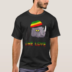 Rasta Rhino Reggae Eine Liebe Rastafarian Roots Ja T-Shirt