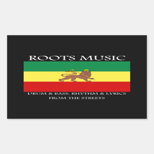 Rasta - Roots Music Ethiopia Flag Lion of Judah Rechteckiger Aufkleber