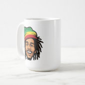 Rasta Roots & Reggae Rhythmen - Ikonischer Bob Mar Kaffeetasse (Vorderseite Links)