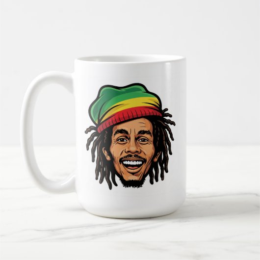 Rasta Roots & Reggae Rhythmen - Ikonischer Bob Mar Kaffeetasse (Links)