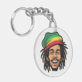 Rasta Roots & Reggae Rhythmen - Ikonischer Bob Mar Schlüsselanhänger (Vorderseite links)