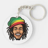 Rasta Roots & Reggae Rhythmen - Ikonischer Bob Mar Schlüsselanhänger (Rückseite)
