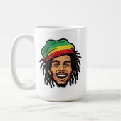 Rasta Roots & Reggae Rhythms - Iconic Bob Marley Kaffeetasse (Links)