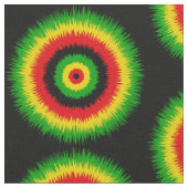 Rasta Rot Gelb Grün Tie Dye Kreise Muster Stoff (Nahaufnahme)