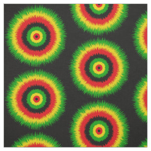 Rasta Rot Gelb Grün Tie Dye Kreise Muster Stoff