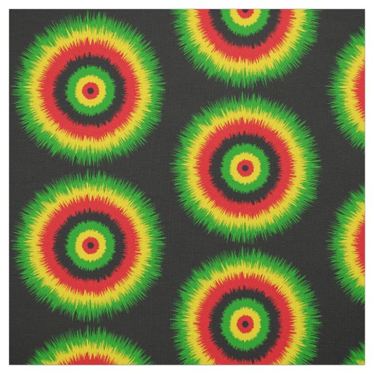 Rasta Rot Gelb Grün Tie Dye Kreise Muster Stoff (Muster)
