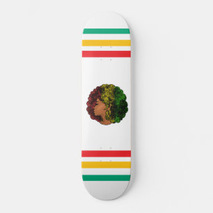 Rasta schwarze Frau Afro rot gelb grün  Skateboard