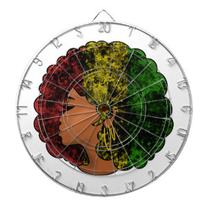 Rasta schwarze Frau in rot-gelb-grün Dartscheibe