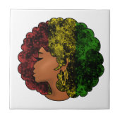 Rasta schwarze Frau in rot-gelb-grün Fliese (Vorderseite)