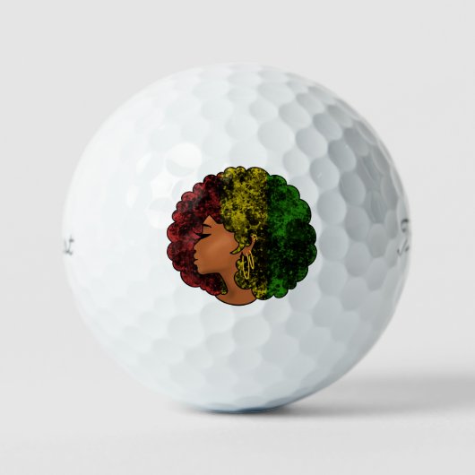 Rasta schwarze Frau in rot-gelb-grün Golfball (Vorderseite)