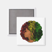 Rasta schwarze Frau in rot-gelb-grün Magnet (Vorderseite/Rückseite)