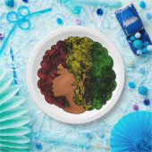 Rasta schwarze Frau in rot-gelb-grün Pappteller (Party)