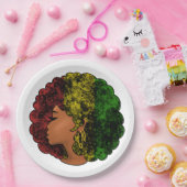 Rasta schwarze Frau in rot-gelb-grün Pappteller (Party)