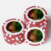 Rasta schwarze Frau in rot-gelb-grün Pokerchips (Stapel)