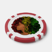 Rasta schwarze Frau in rot-gelb-grün Pokerchips (Einzeln)