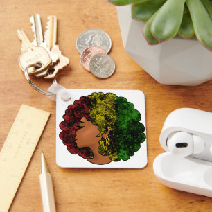 Rasta schwarze Frau in rot-gelb-grün Schlüsselanhänger