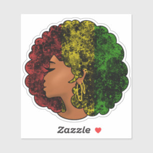 Rasta Schwarze Mädchen Frau Afro rot gelb grün Aufkleber