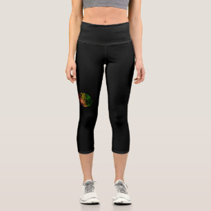 Rasta Schwarze Mädchen Frau Afro rot gelb grün Capri Leggings