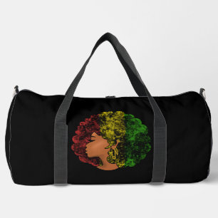 Rasta Schwarze Mädchen Frau Afro rot gelb grün Duffle Bag
