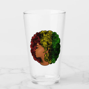 Rasta Schwarze Mädchen Frau Afro rot gelb grün Glas