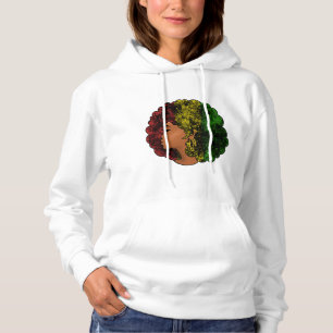 Rasta Schwarze Mädchen Frau Afro rot gelb grün  Hoodie