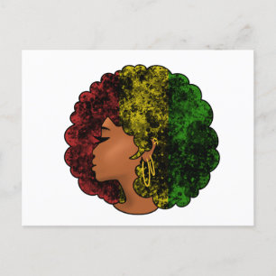 Rasta Schwarze Mädchen Frau Afro rot gelb grün  Postkarte