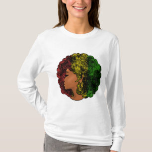 Rasta Schwarze Mädchen Frau Afro rot gelb grün  T-Shirt