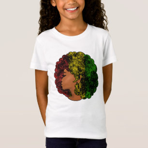 Rasta Schwarze Mädchen Frau Afro rot gelb grün T-Shirt