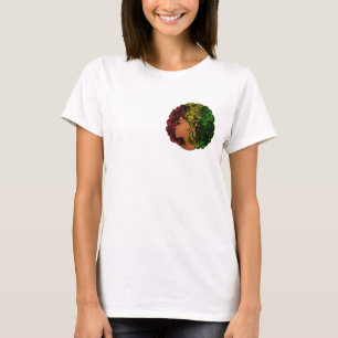 Rasta Schwarze Mädchen Frau Afro rot gelb grün T-Shirt