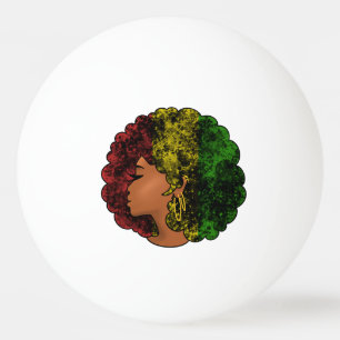 Rasta Schwarze Mädchen Frau Afro rot gelb grün  Tischtennisball