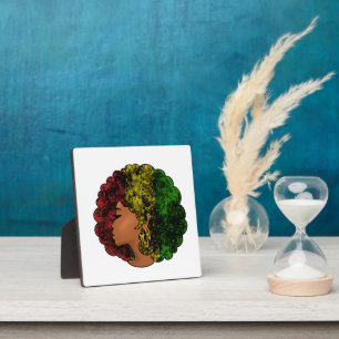 Rasta Schwarze Mädchen Frau Afro rotes Gelb grün Fotoplatte