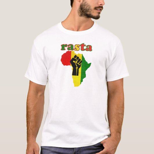 Rasta schwarze Power-Faust über Afrika T-Shirt (Vorderseite)