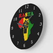 Rasta schwarze Power-Faust über Afrika-Wand-Uhr Große Wanduhr (Winkel)