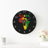 Rasta schwarze Power-Faust über Afrika-Wand-Uhr Große Wanduhr (Zuhause)