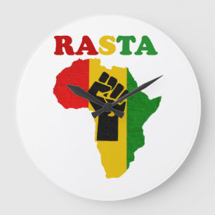 Rasta schwarze Power-Faust über Afrika-Wand-Uhr Große Wanduhr