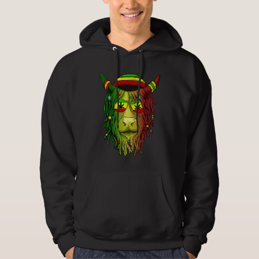 Rasta Scottish Highland Cow Scottish Stoner Cow Hoodie (Vorderseite)