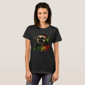 Rasta Sloth Stylish Rastafari Reggae & Jamaica Vib T-Shirt (Vorne ganz)