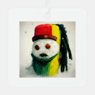 Rasta Snowman II Metal Ornament
