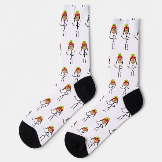 Rasta-Stickfrau Socken (Linkes Detail)